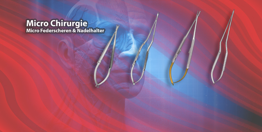 Mikro-federscheren und Nadelhalter Mikro-federscheren und Nadelhalter